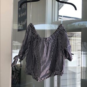 Checker off the shoulder top